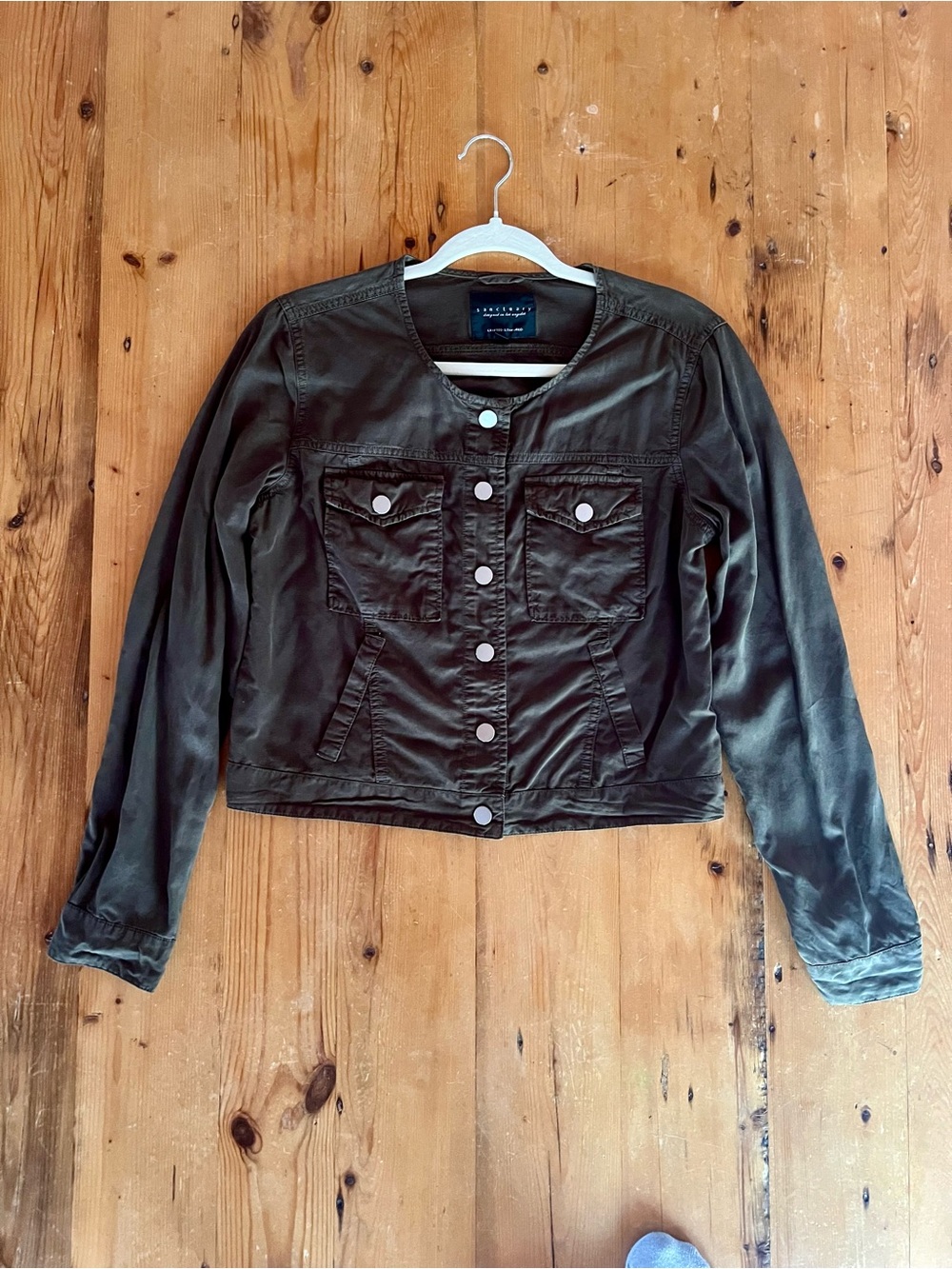 Sanctuary Olive Utility Button-Front Tencel Jacket